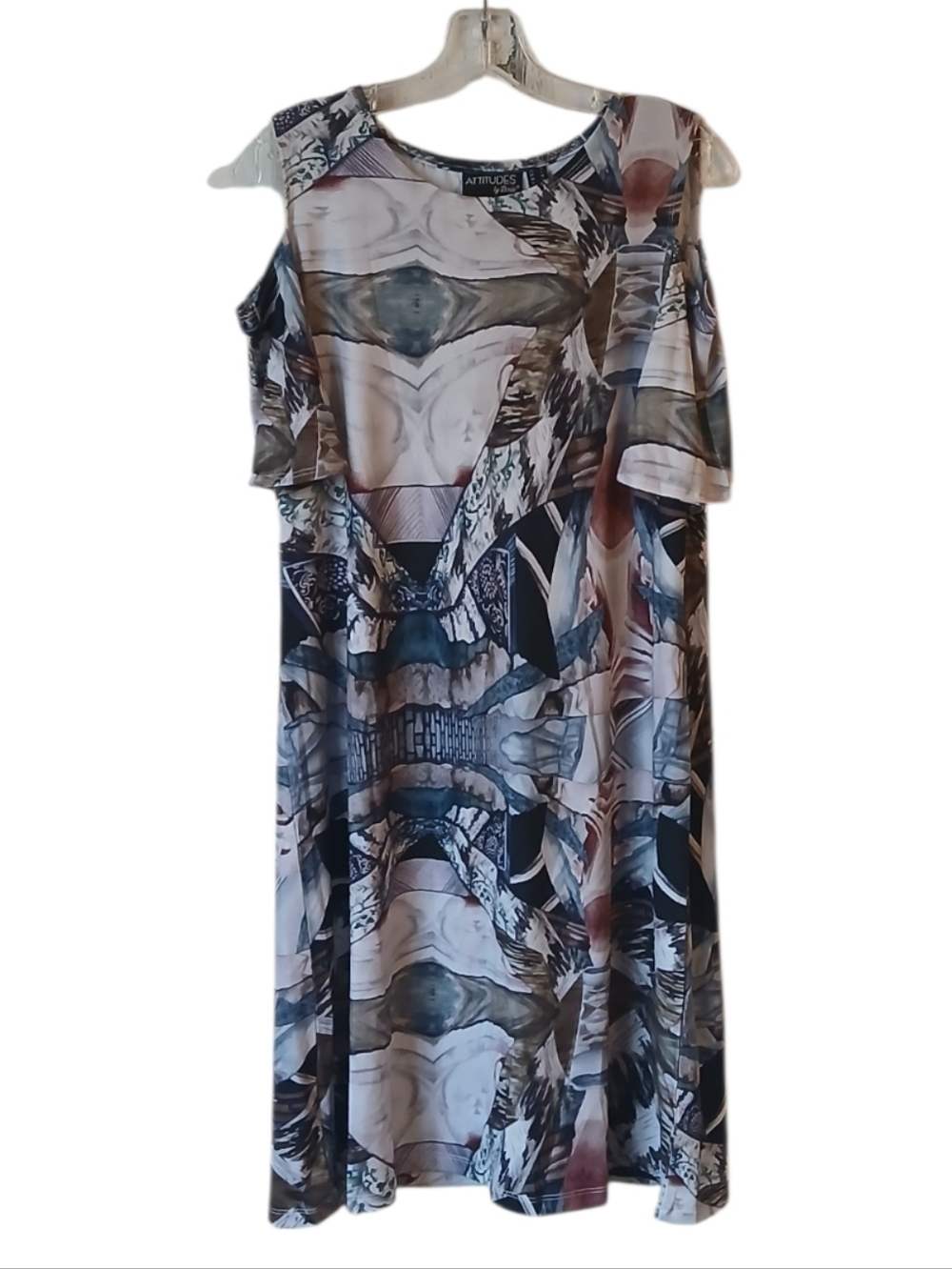 Attitudes By Renee Abstract Print Cold-Shoulder Dress Size Medium NWT